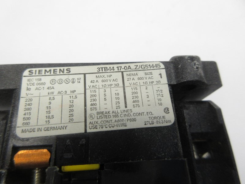 SIEMENS 3TB4417-0AZ/G51445 110/120V NSNP