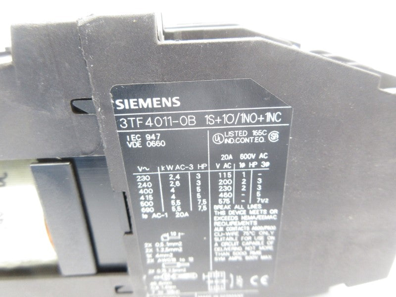 SIEMENS 3TF4011-0B 24VDC 20A NSNP