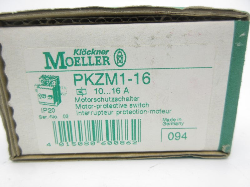 KLOCKNER MOELLER PKZM1-16 600VAC 10-16A NSMP