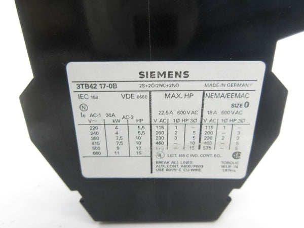 SIEMENS 3TB4217-0B 24VDC 22.5A NSNP
