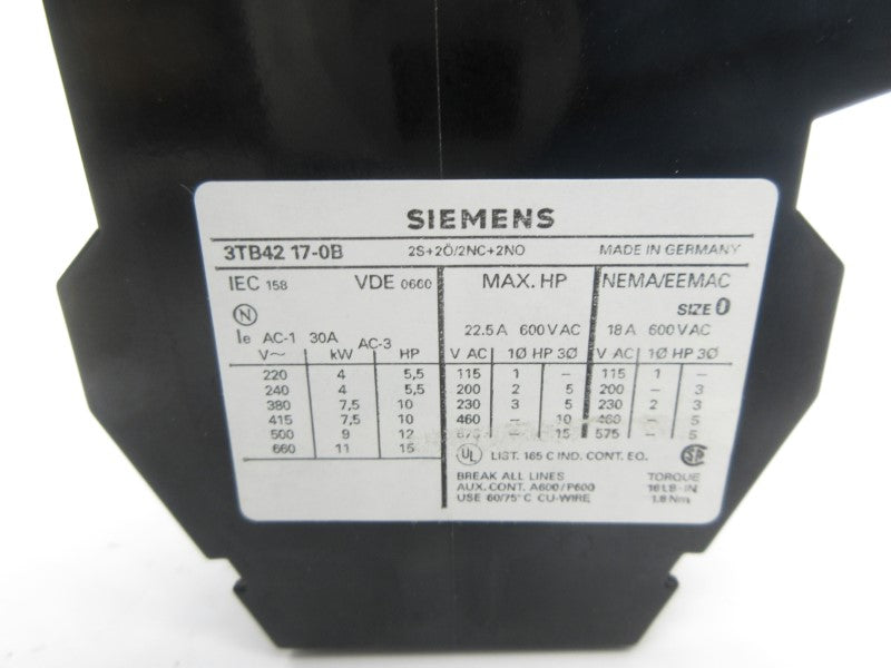 SIEMENS 3TB4217-0B 24VDC 22.5A NSNP