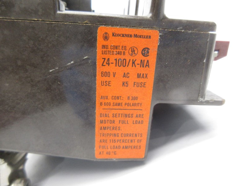 KLOCKNER MOELLER Z4-100/K-NA 600VAC NSNP