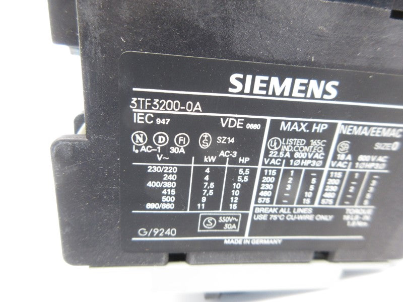SIEMENS 3TF3200-0A 220/240V NSNP