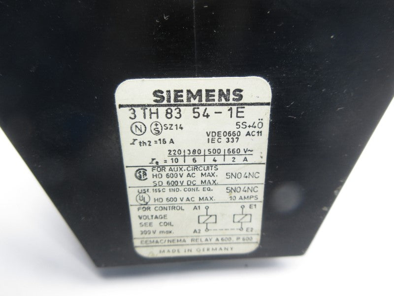 SIEMENS 3TH8354-1E 115V 16A UNMP