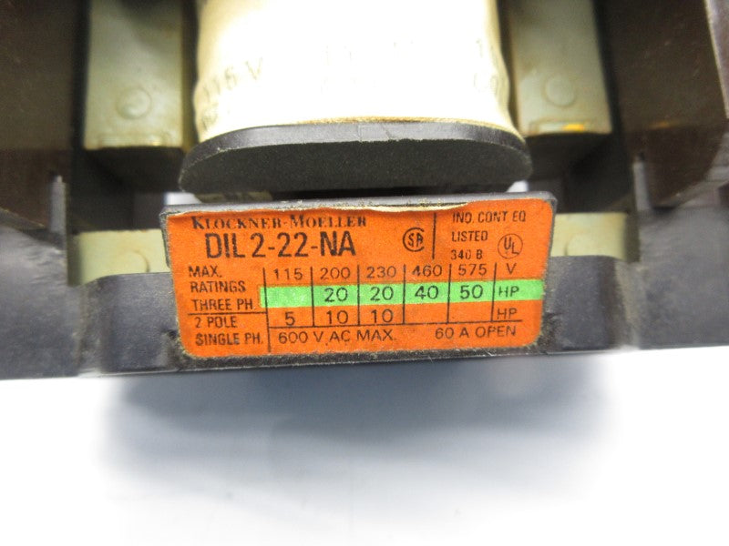 KLOCKNER MOELLER DIL2-22-NA 115V 60A NSNP