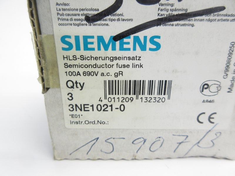 SIEMENS 3NE1021-0 690VAC 100A (PKF OF 3) NSMP