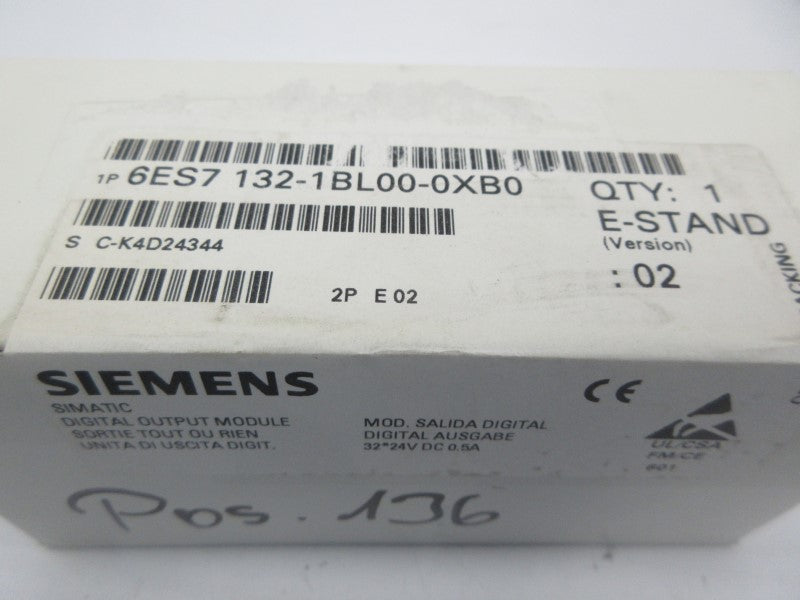SIEMENS 6ES7132-1BL00-0XB0 24VDC 0.5A NSFS