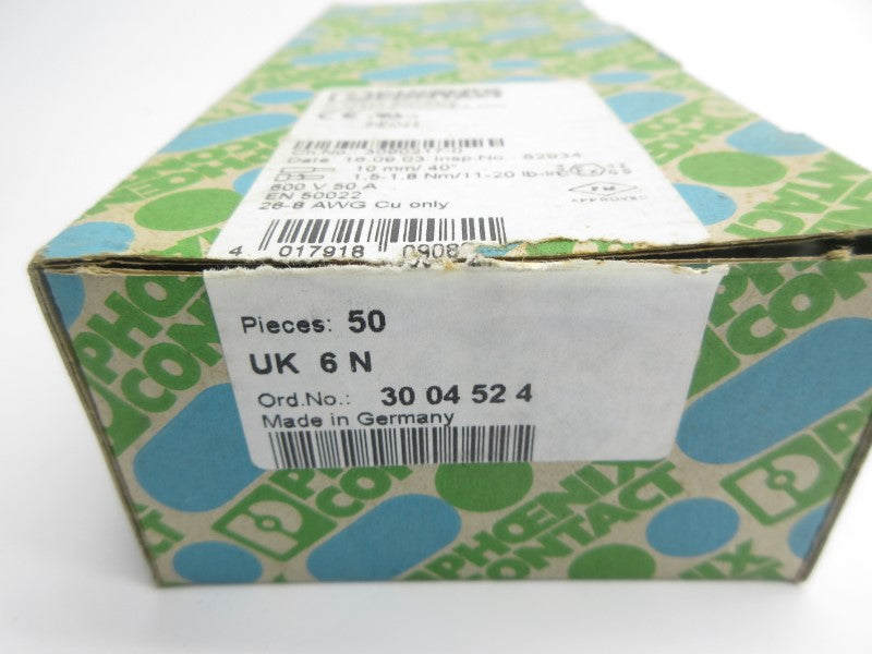 PHOENIX CONTACT UK6N 3004524 (PKG OF 50) NSMP