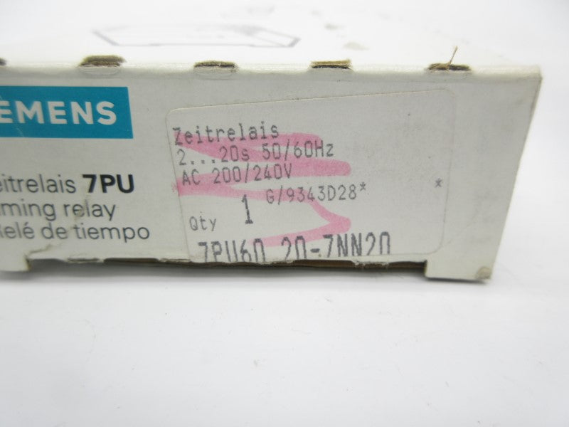 SIEMENS 7PU6020-7NN20 200/240VAC 2-20S NSMP