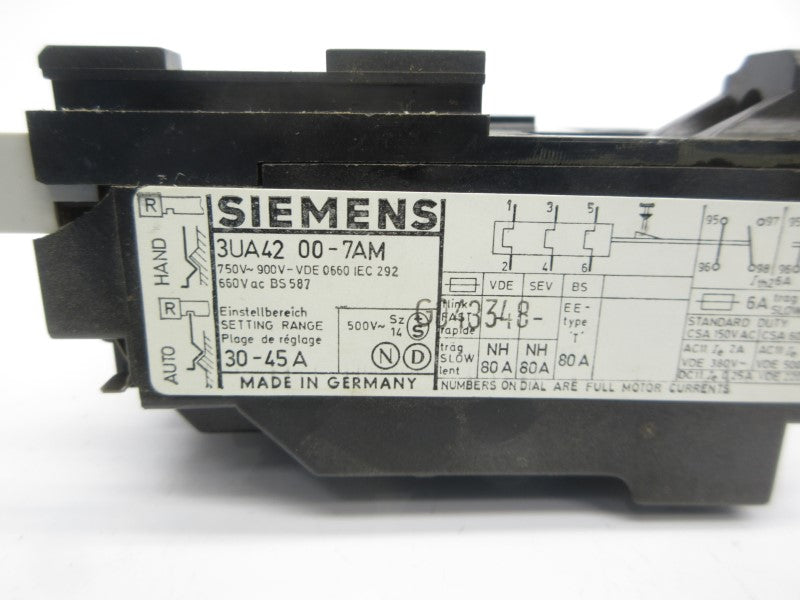 SIEMENS 3UA4200-7AM 660VAC 30-45A NSNP