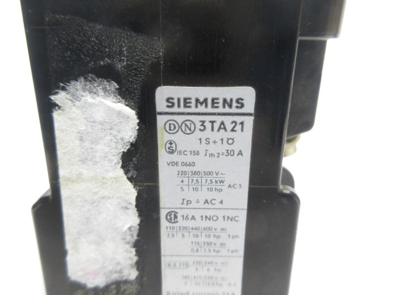 SIEMENS 3TA21 600VAC 30A NSNP