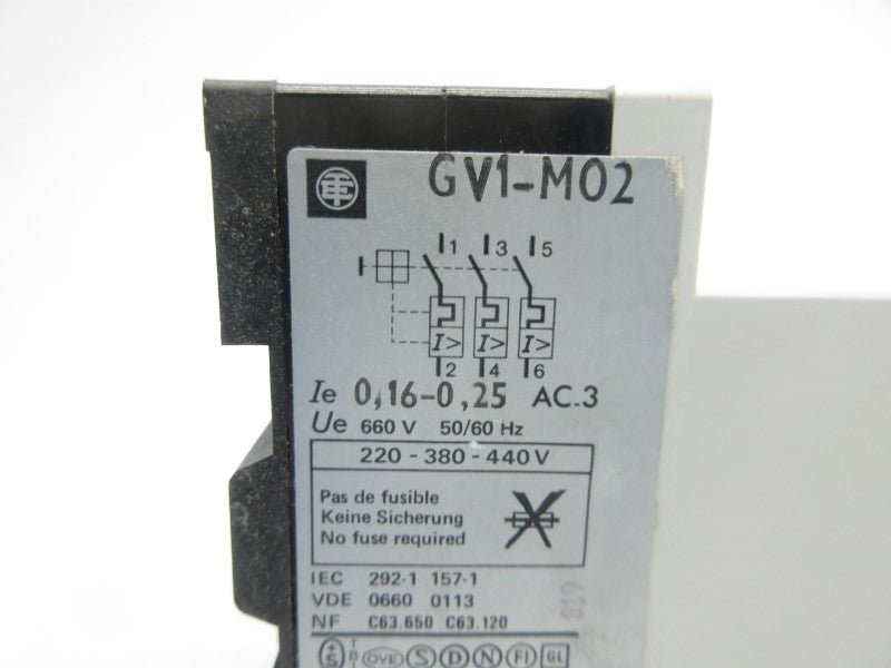 TELEMECANIQUE GV1-M02 660V 0.16-0.25A NSNP