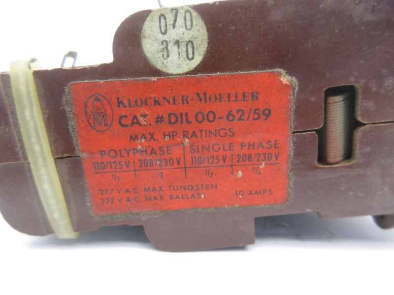 KLOCKNER MOELLER DIL00-62/59 15/110V 10A UNMP