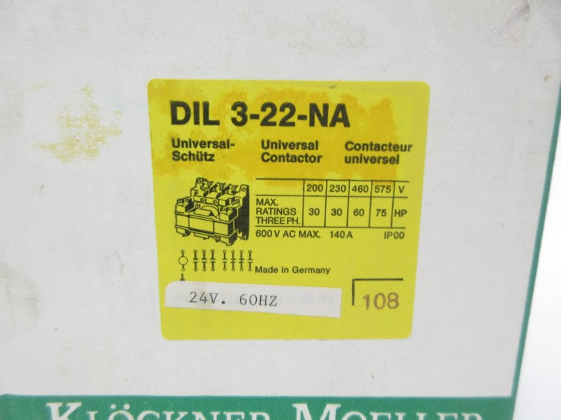 KLOCKNER MOELLER DIL3-22-NA 24V 140A NSMP