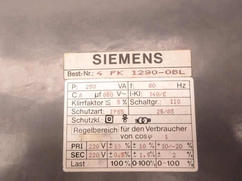 SIEMENS 4FK1290-0BL 660V UNMP