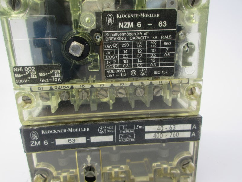 KLOCKNER MOELLER NZM6-63/ZM6-63 660VAC 40-63A NSNP