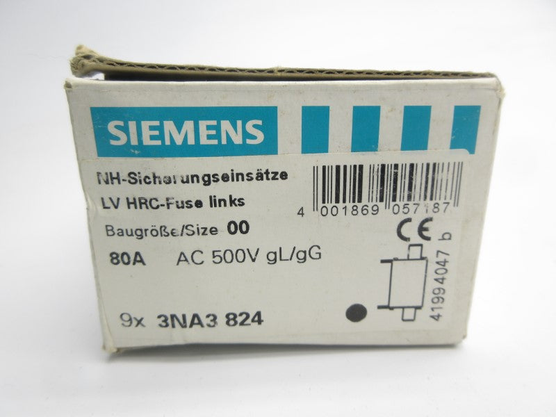 SIEMENS 3NA3824 600VAC 80A (PKG OF 9) NSMP