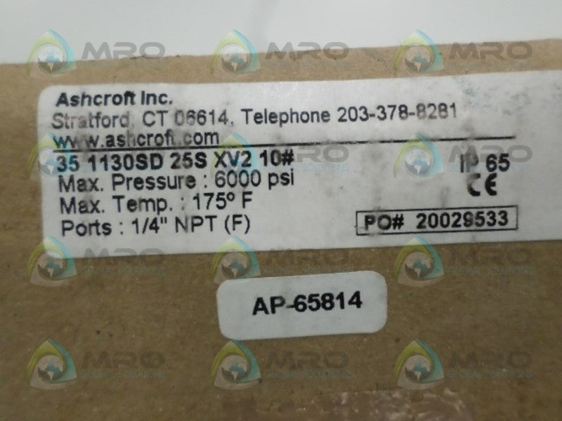 ASHCROFT 351130SD25SXV210 DIFFERENTAL PRESSURE GAUGE  NSMP