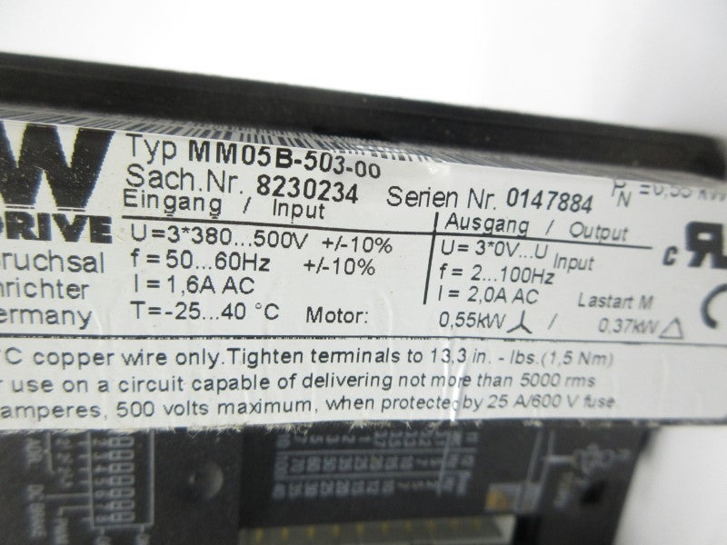 SEW EURODRIVE MM05B-503-00 8230234 380-500V 1.6A UNMP
