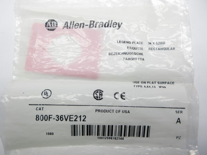 ALLEN BRADLEY 800F-36VE212 SER. A NSMP