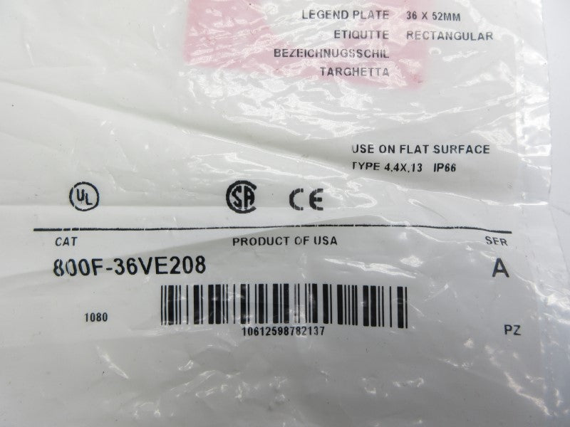 ALLEN BRADLEY 800F-36VE208 SER. A NSMP