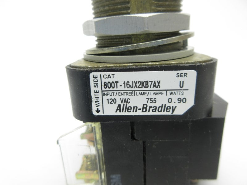 ALLEN BRADLEY 800T-16JX2KB7AX SER. U 120VAC (AS PICTURED) NSNP
