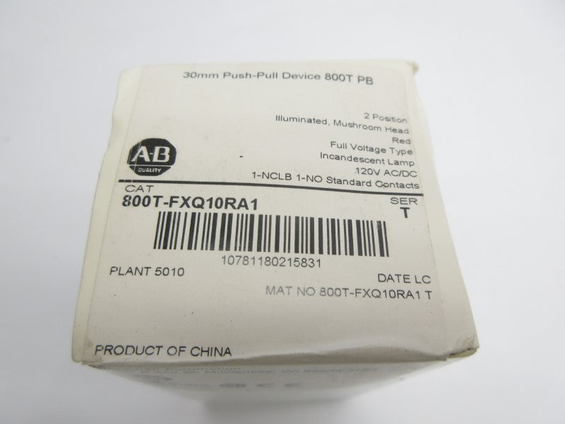 ALLEN BRADLEY 800T-FXQ10RA1 SER. T 120VAC NSFS