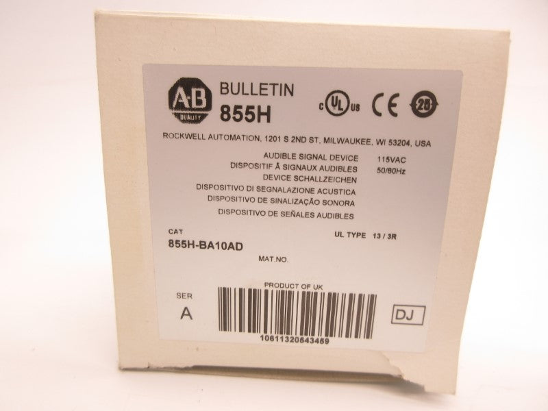 ALLEN BRADLEY 855H-BA10AD SER. A 115VAC (WH) NSMP