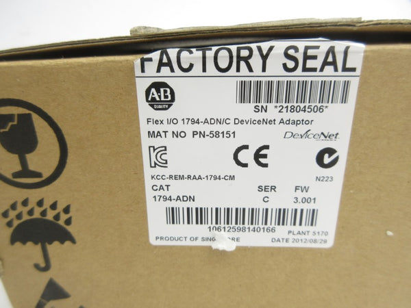ALLEN BRADLEY 1794-ADN SER. C F/W 3.001 24VDC NSMP