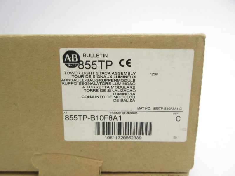 ALLEN BRADLEY 855TP-B10F8A1 SER. C 120V (BR/WH) NSMP