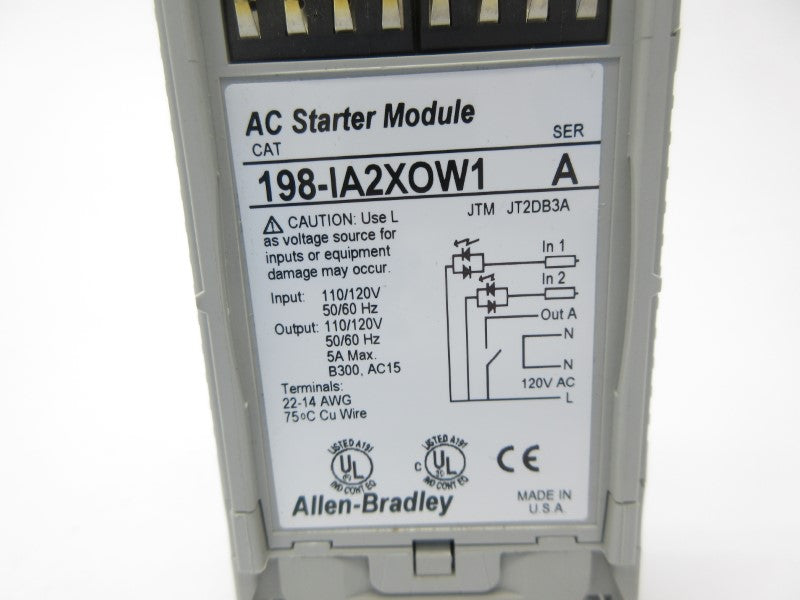 ALLEN BRADLEY 198-IA2XOW1 SER. A 110/120V NSNP