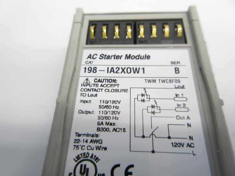 ALLEN BRADLEY 198-IA2XOW1 SER. B 110/120V NSNP