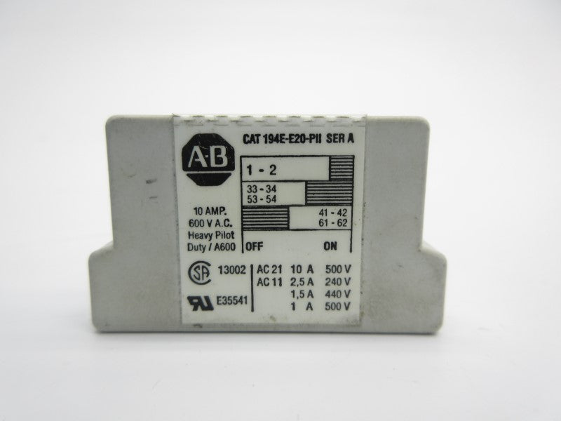 ALLEN BRADLEY 194E-E20-P11 SER. A 600VAC 10A NSNP