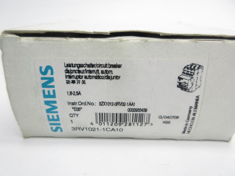 SIEMENS 3RV1021-1CA10 1.8-2.5A NSMP