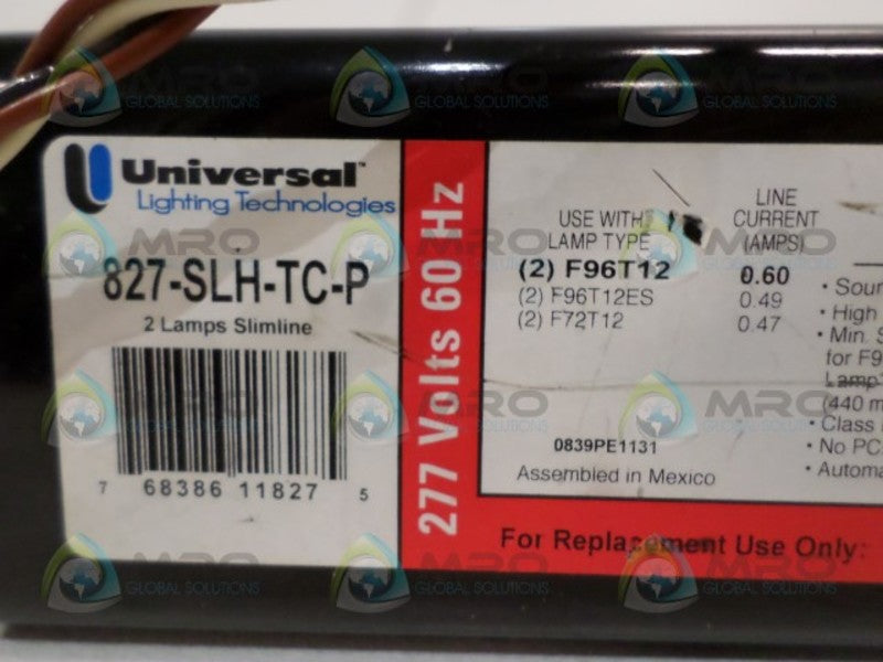 UNIVERSAL LIGHTING TECHNOLOGIES 827-SLH-TC-P SLIMLINE 2 LAMP BALLAST  UNMP