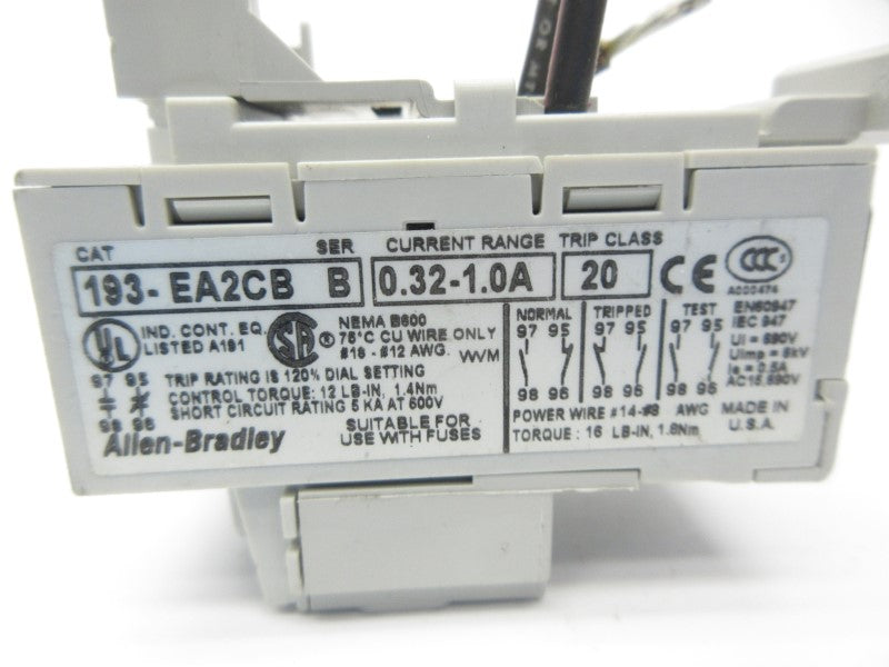 ALLEN BRADLEY 193-EA2CB SER. B 0.32-1.0A UNMP