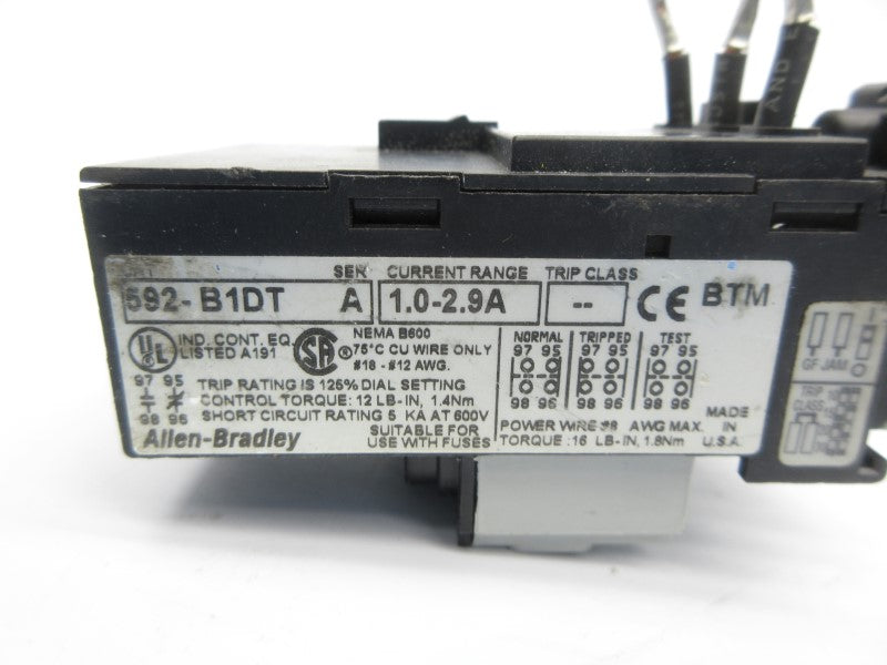 ALLEN BRADLEY 592-B1DT SER. A 1.0-2.9A UNMP