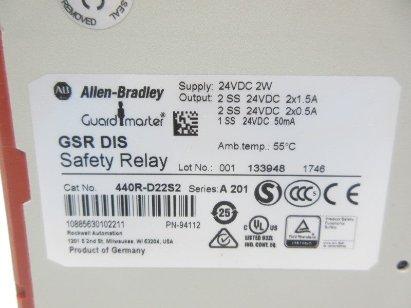 ALLEN BRADLEY 440R-D22S2 SER. A 24VDC NSMP