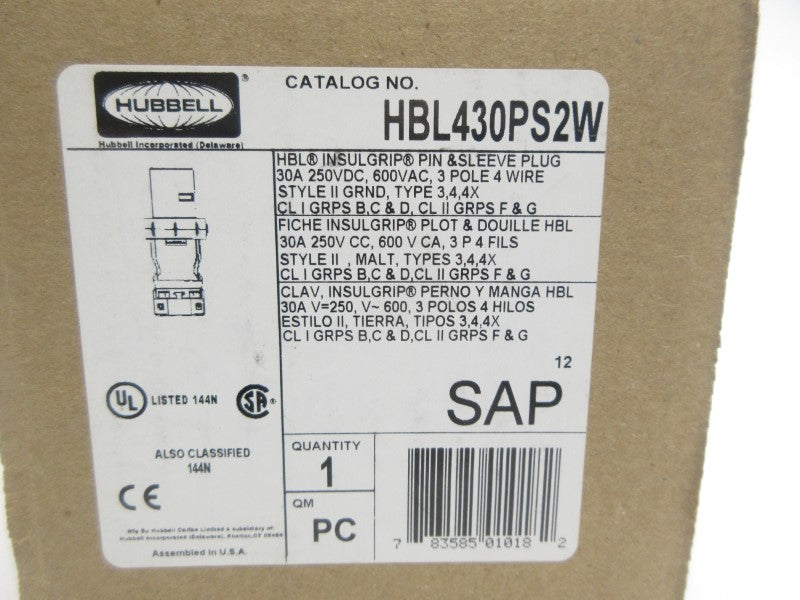 HUBBELL HBL430PS2W 600VAC 30A NSMP