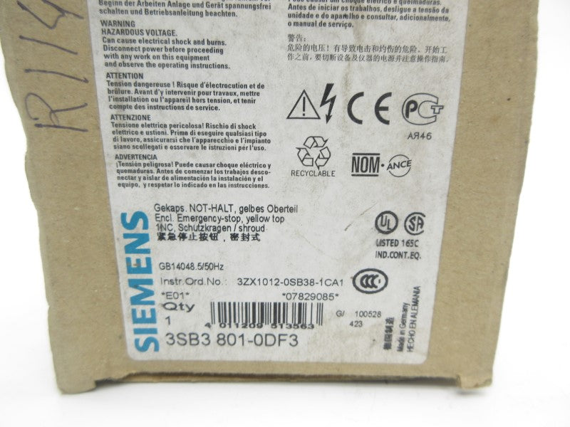 SIEMENS 3SB3801-0DF3 NSMP