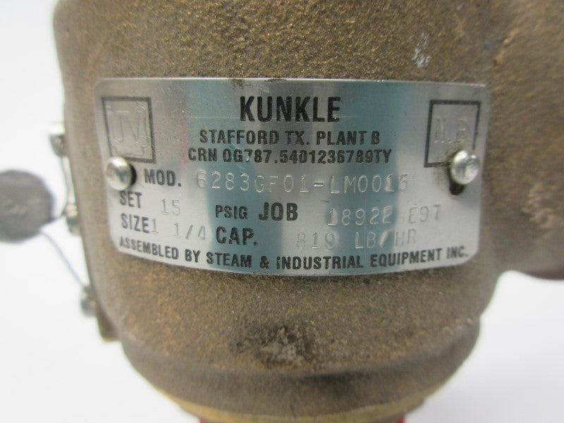 KUNKLE 6283GF01-LM0015 15PSI 1-1/4" NSNP