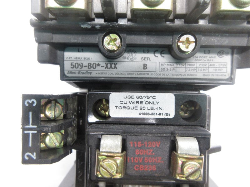 ALLEN BRADLEY 509-BOD-XXX SER. B 110/115-120V 27A NSNP