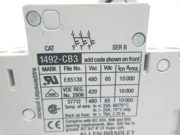 ALLEN BRADLEY 1492-CB3G100 SER. B 480VAC 100A NSNP