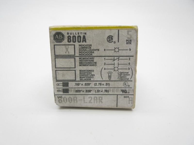 ALLEN BRADLEY 800A-L2AR SER. A (PKG OF 5) (BK/YL) NSMP