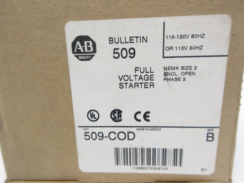 ALLEN BRADLEY 509-COD SER. B 110V/115-120V (BR/WH) NSMP