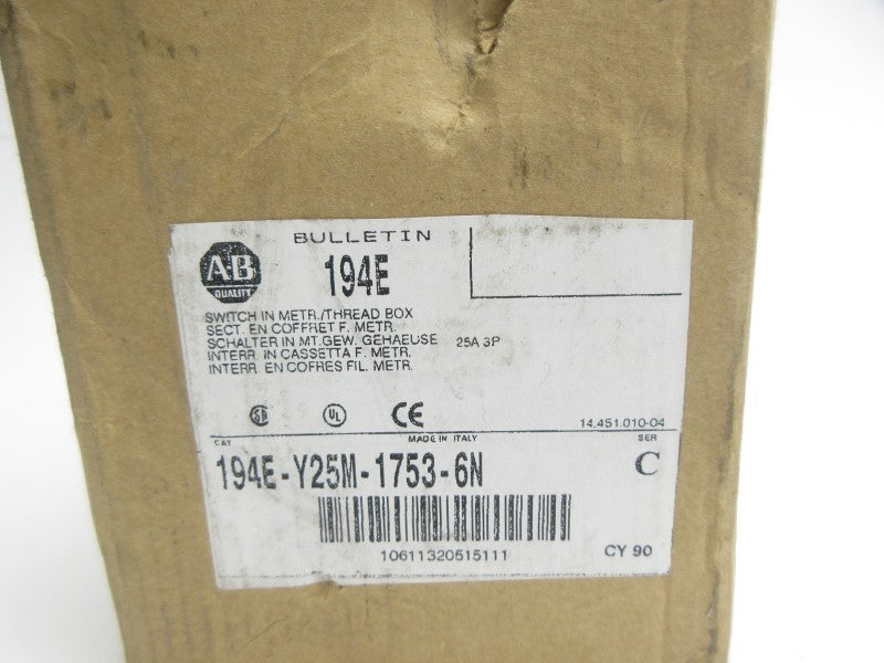 ALLEN BRADLEY 194E-Y25M-1753-6N SER. C (BR/WH) NSMP