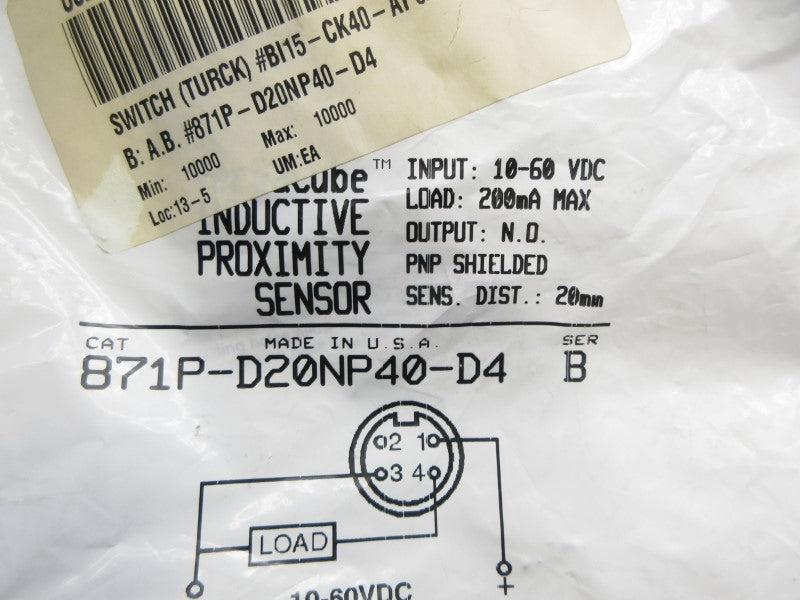 ALLEN BRADLEY 871P-D20NP40-D4 SER. B 10-60VDC NSMP