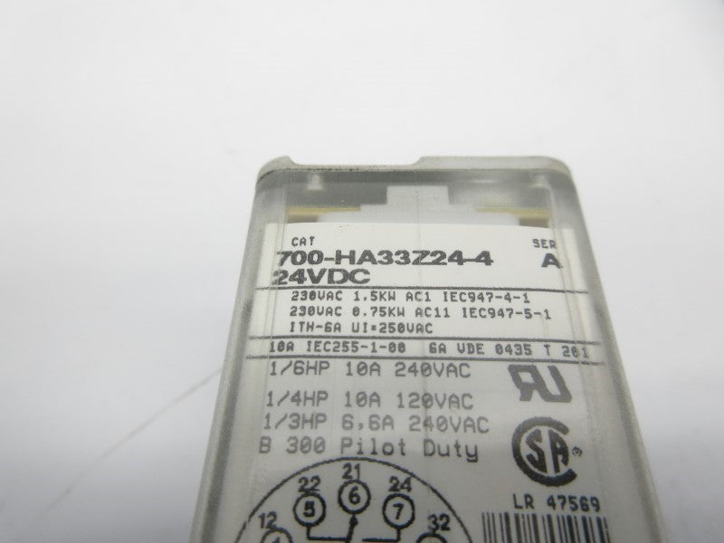 ALLEN BRADLEY 700-HA33Z24-4 SER. A 24VDC 10A UNMP