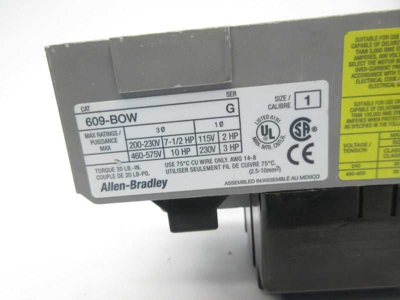 ALLEN BRADLEY 609-BOW SER. G 460-575V UNMP