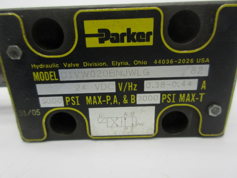 PARKER D1VW020BNJWLG82 24VDC 0.38-0.44A 5000PSI UNMP
